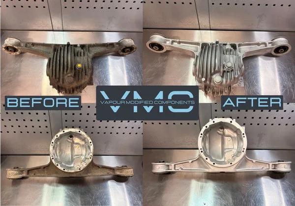 Before and after mechanical component vapour blasting